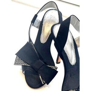Bourne womens dressy shoes Black/ silver rhinestones  size 9  4.25’ heel